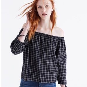 Madewell Plaid Off the Shoulder Top